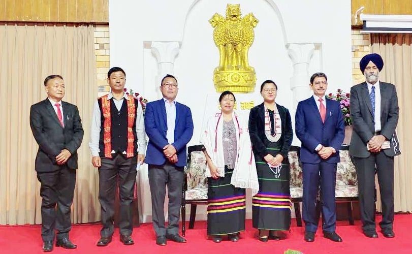 Governor RN Ravi, Dr Yingngam Wangnaolim and others during the felicitation programme at Raj Bhavan on February 22. (Morung Photo)